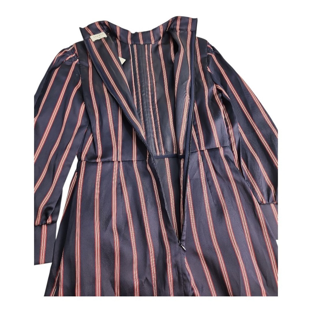 NWT Sandro Paris Striped Dress Women Size 36 Navy Blue French Chic Professional - Picture 11 of 13